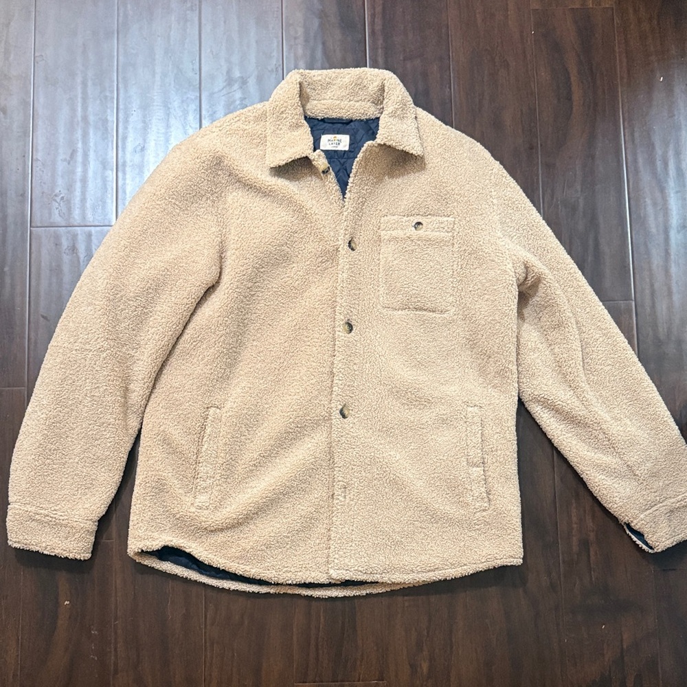 Marine Layer Tan Sherpa Shirt Jacket